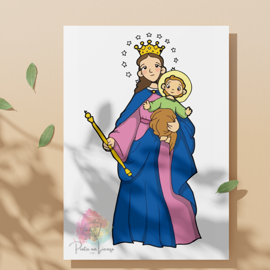 Kit pinta por números - Virgen María Auxiliadora