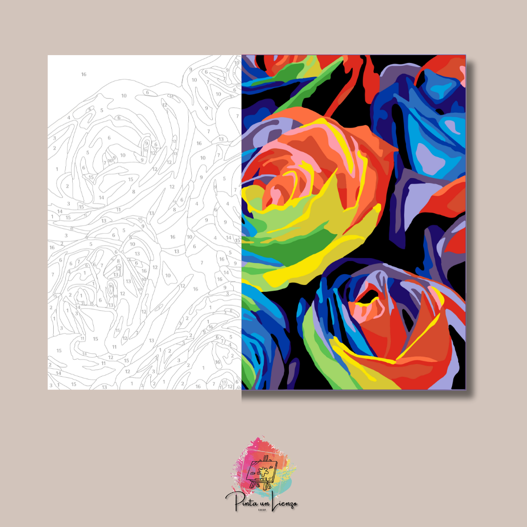 Kit pinta por números - Rosas multicolor