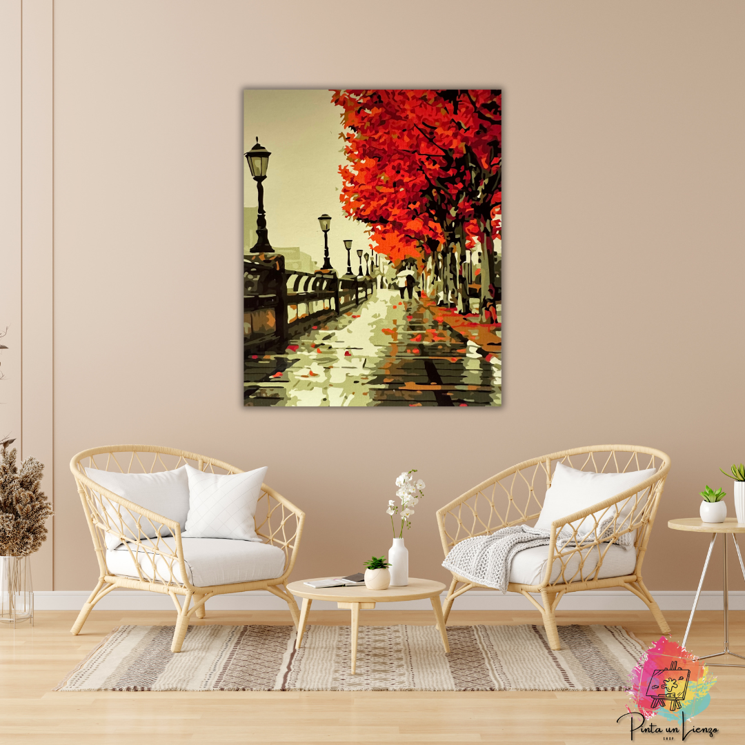Kit para pintar por números - Arbol Paseo otoño