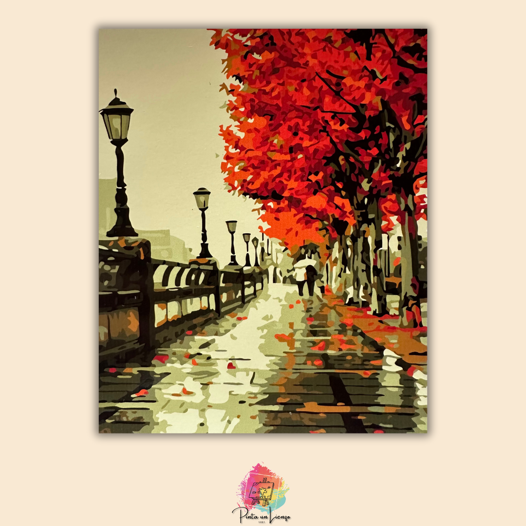 Kit para pintar por números - Arbol Paseo otoño