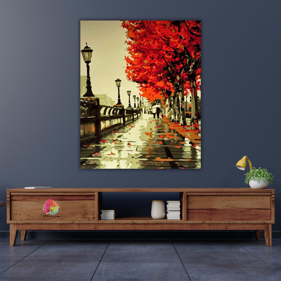 Kit para pintar por números - Arbol Paseo otoño