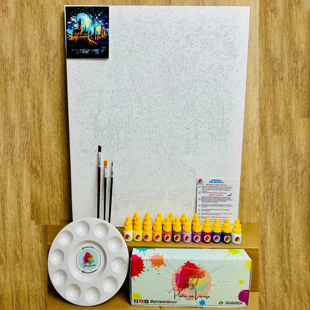 Kit para pintar por números - Castillo de Hogwarts en la Noche Estrellada - Harry Potter