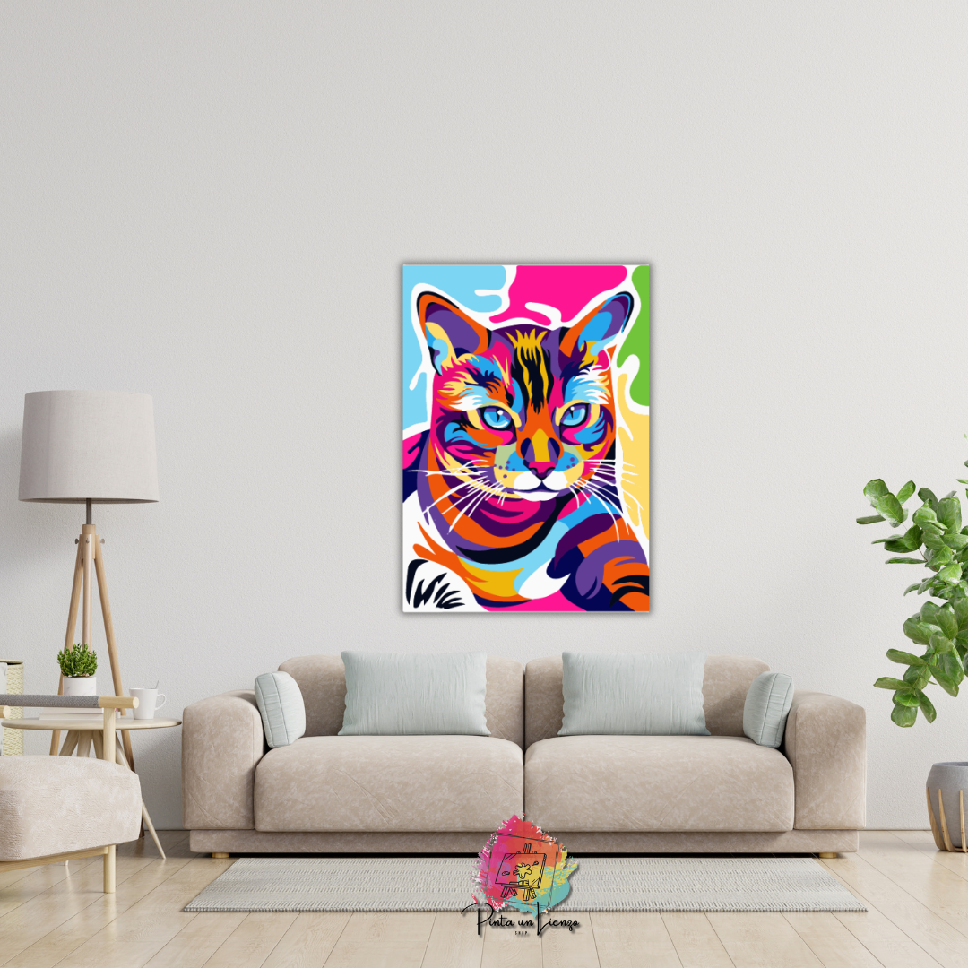 Kit para pintar por números - Gato Colores