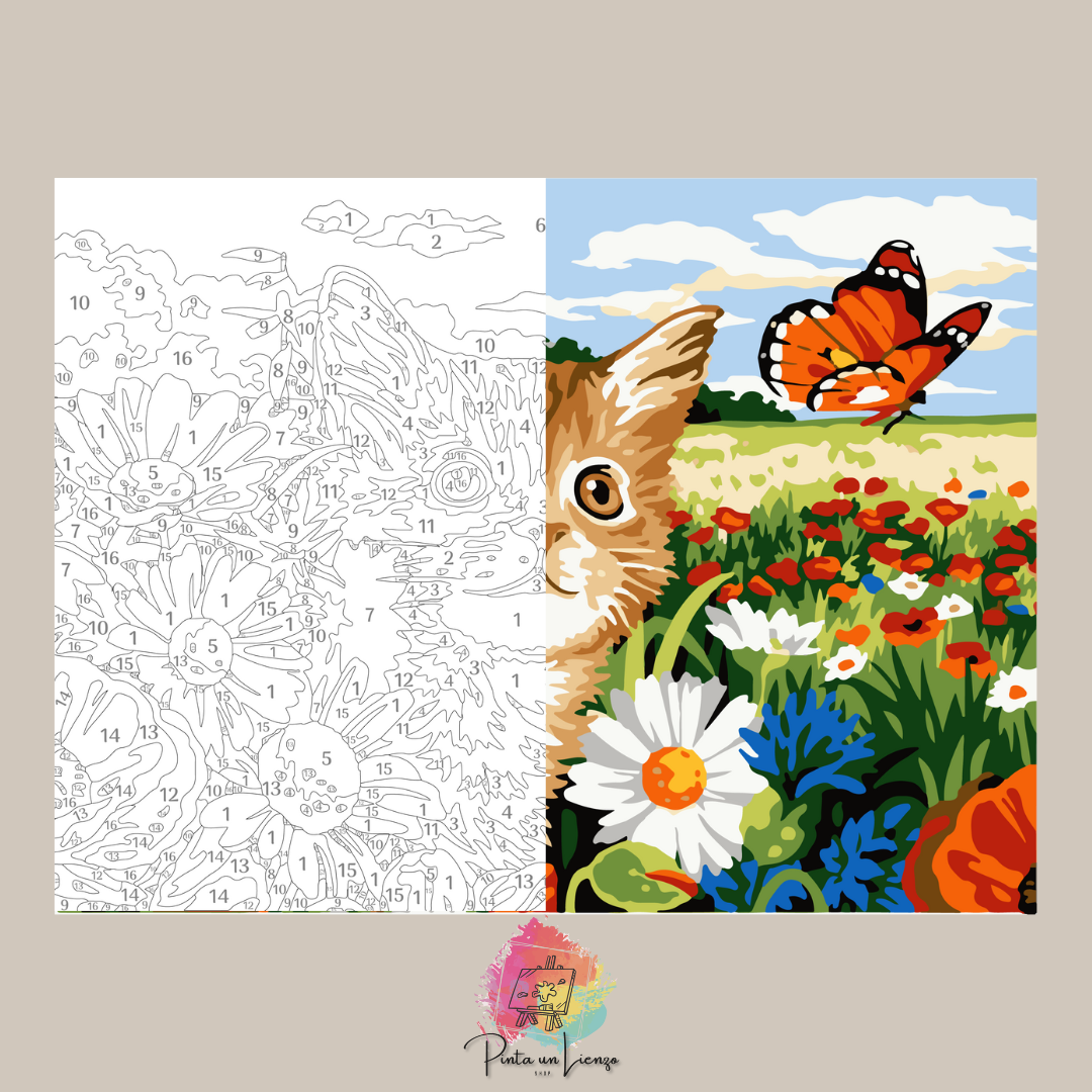 Kit para pintar por números - Gato Naturaleza