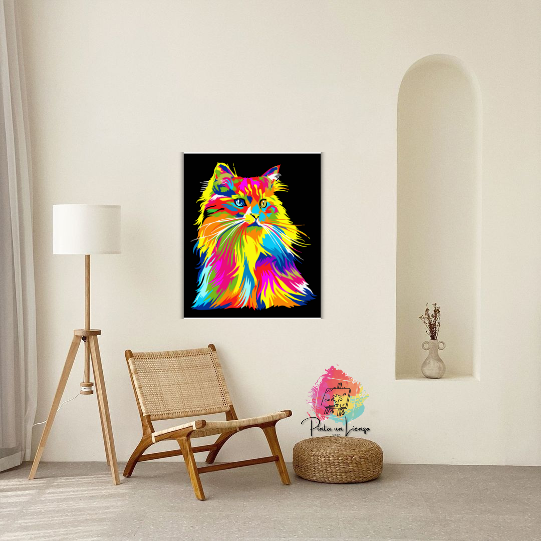 Kit para pintar por números - Gato Persa Colorido