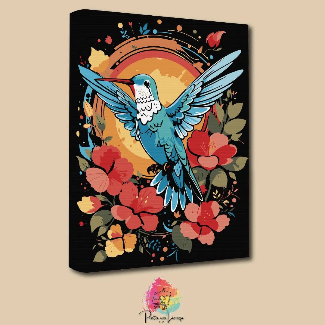 Kit de Lienzo para pintar por números - Colibrí y flores