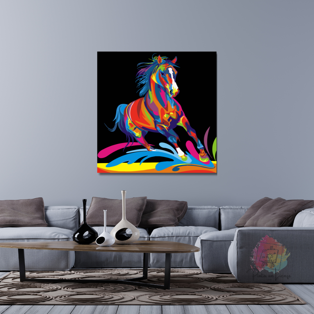 Pintura por Números - Caballo Colorido kit completo
