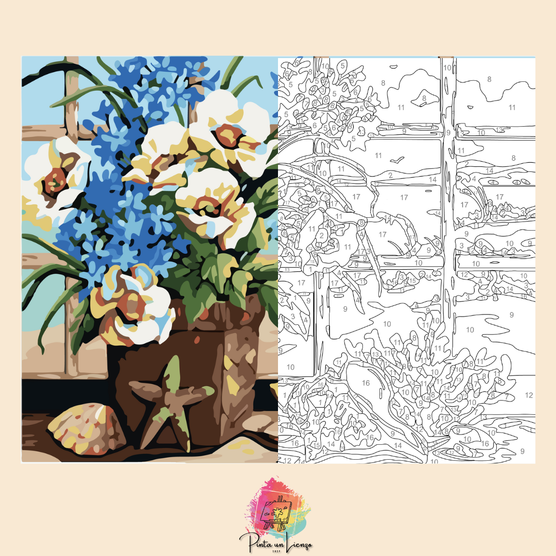 Kit pinta por números - Flores playeras