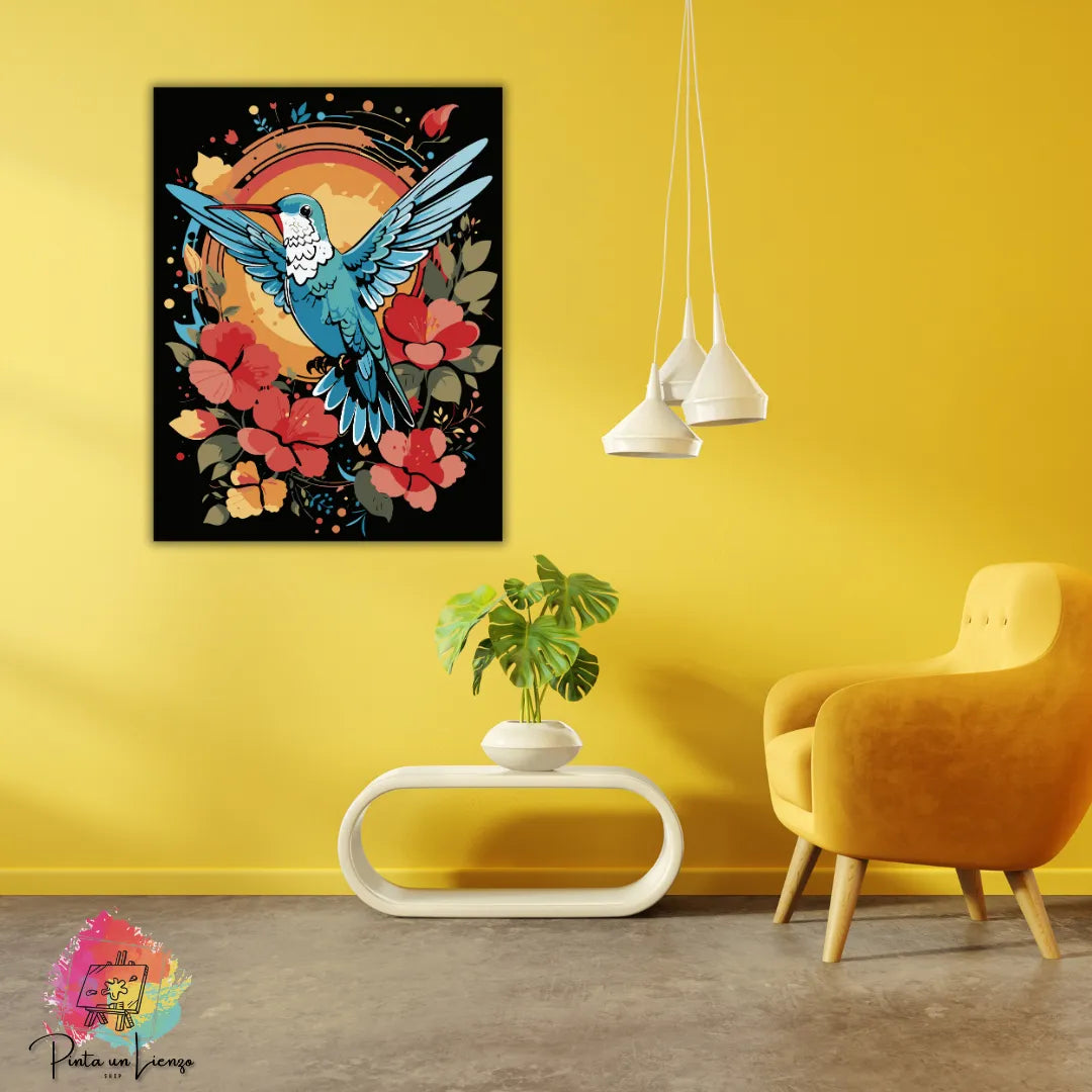 Kit de Lienzo para pintar por números - Colibrí y flores