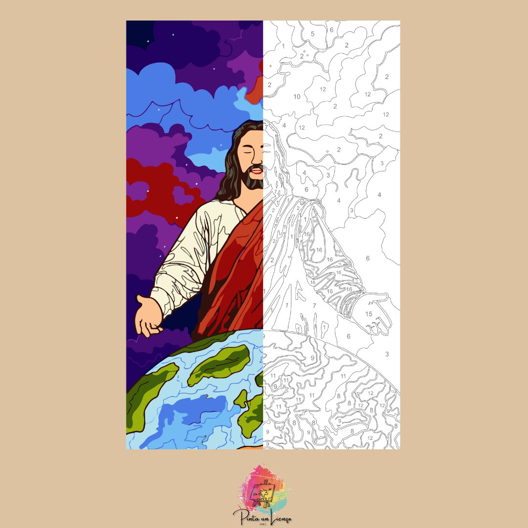 Kit para pintar por números - Jesús bendice el mundo