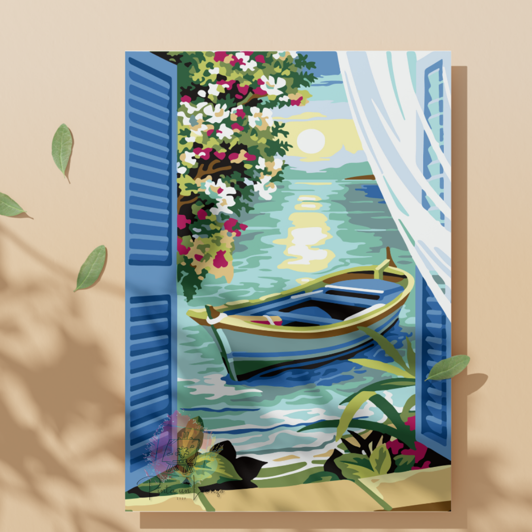 🎨 Kit de Lienzo para Pintar por Números - Paisaje Ventana