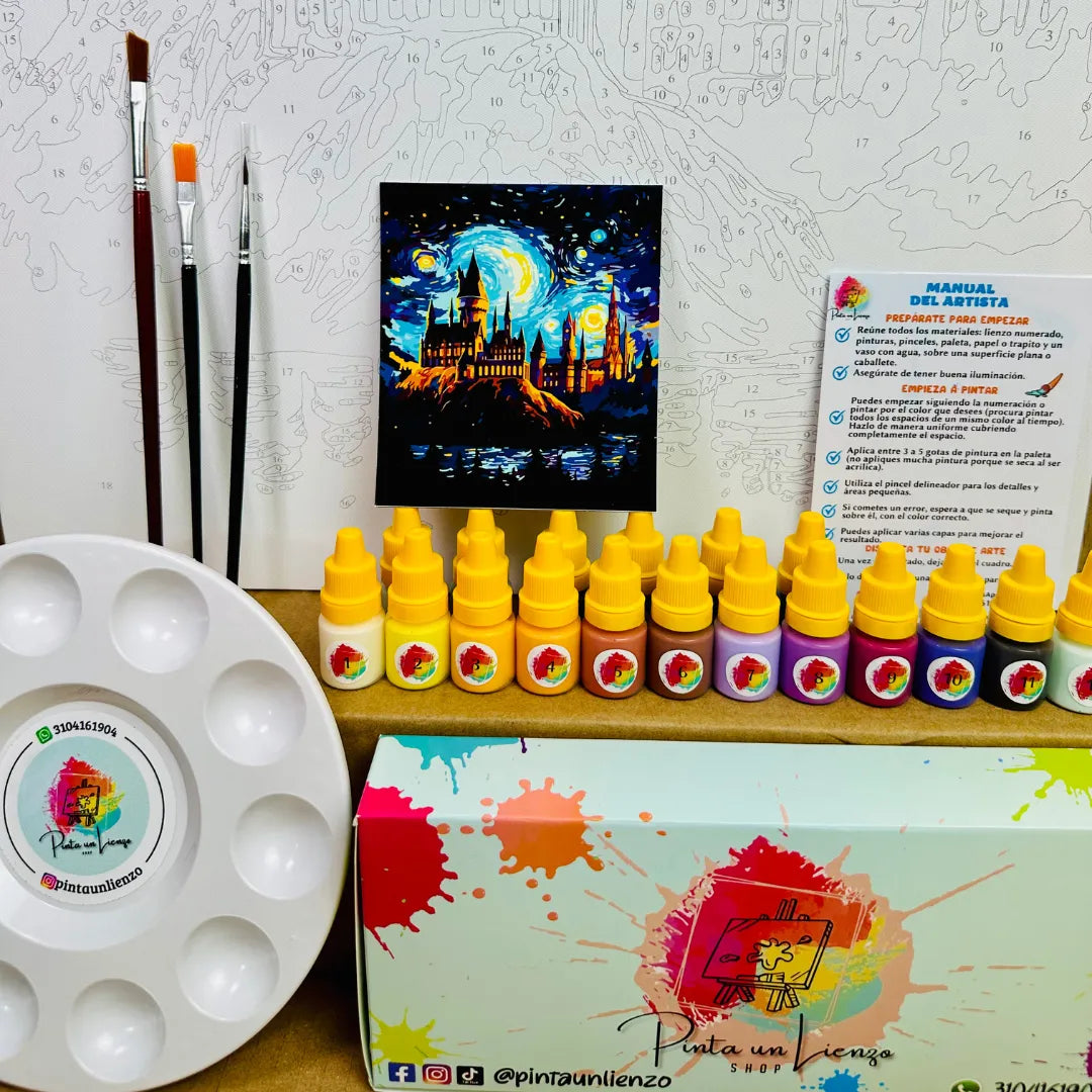 Kit para pintar por números - Castillo de Hogwarts en la Noche Estrellada - Harry Potter