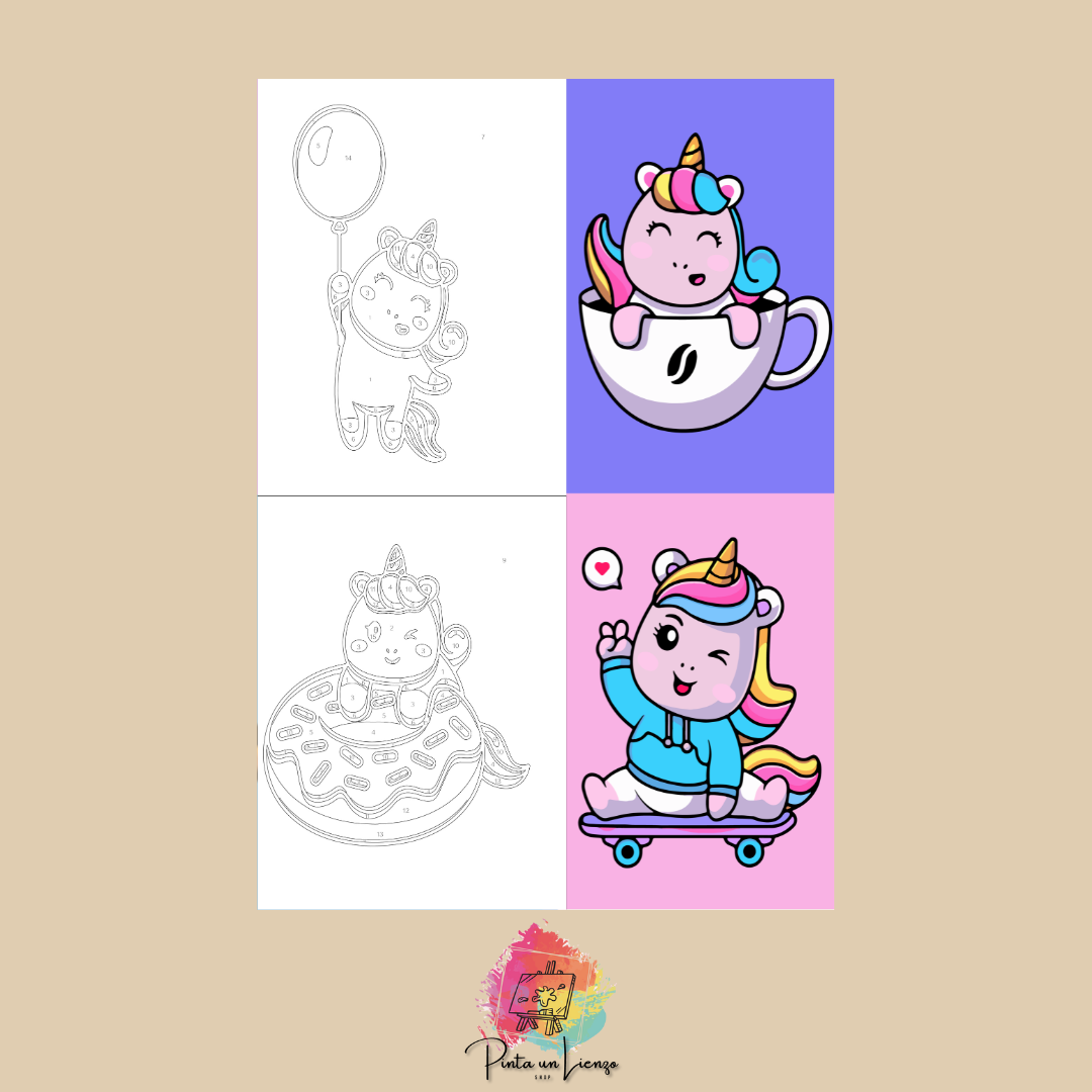 Kit de Lienzo para pintar por números - Unicornios
