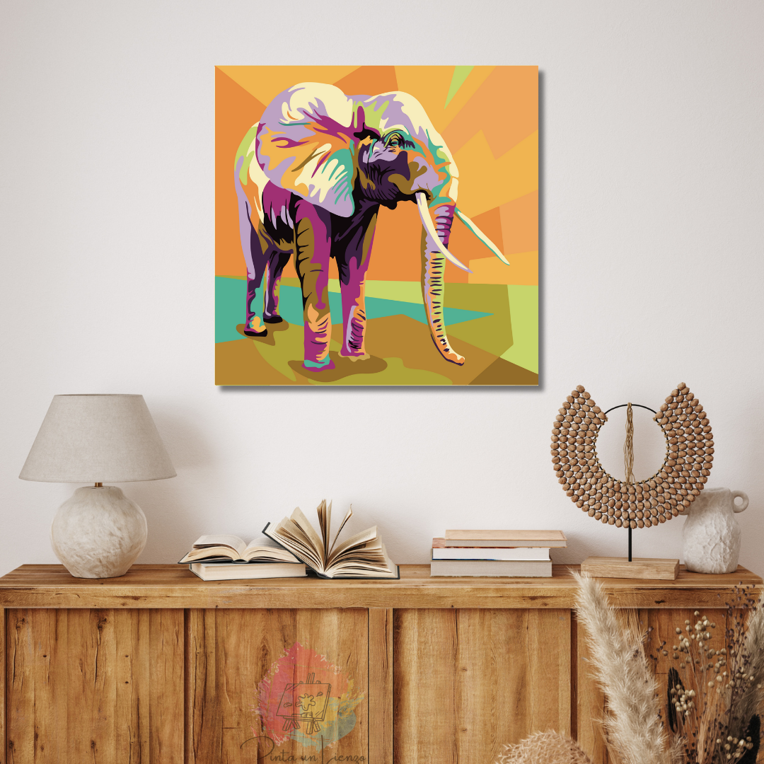 Kit para Pintar por Números en Lienzo - Elefante en estilo Pop Art