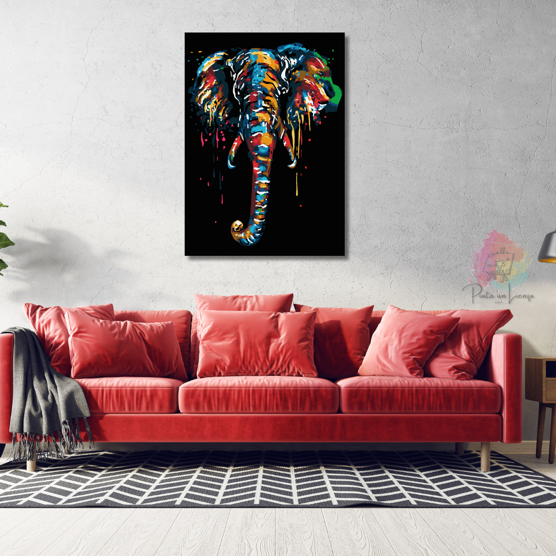 Kit para Pintar por Números en Lienzo - Diseño Grafiti de Elefante