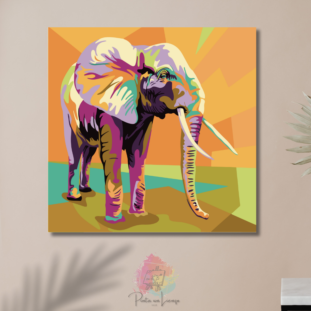 Kit para Pintar por Números en Lienzo - Elefante en estilo Pop Art