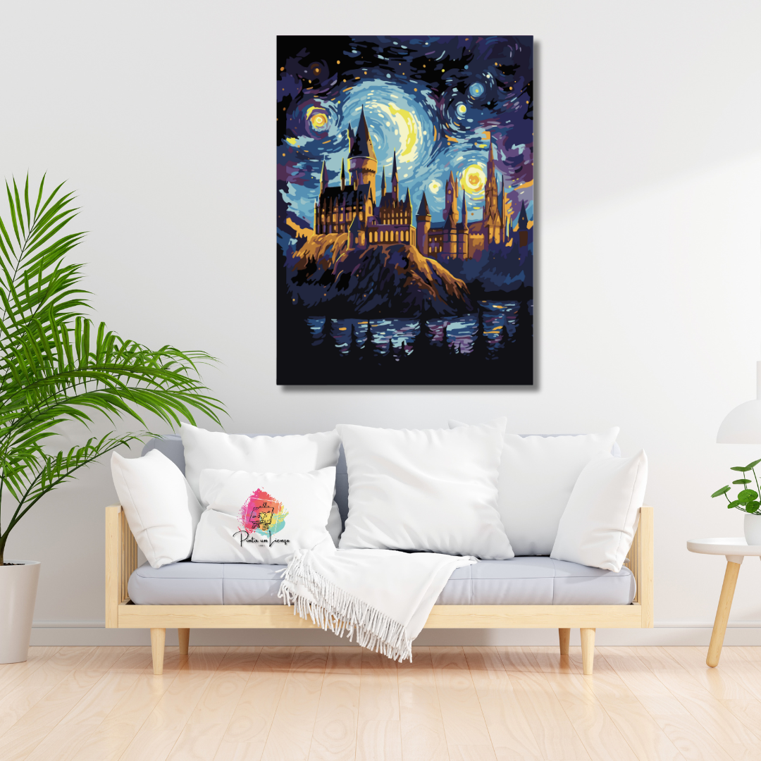Kit para pintar por números - Castillo de Hogwarts en la Noche Estrellada - Harry Potter