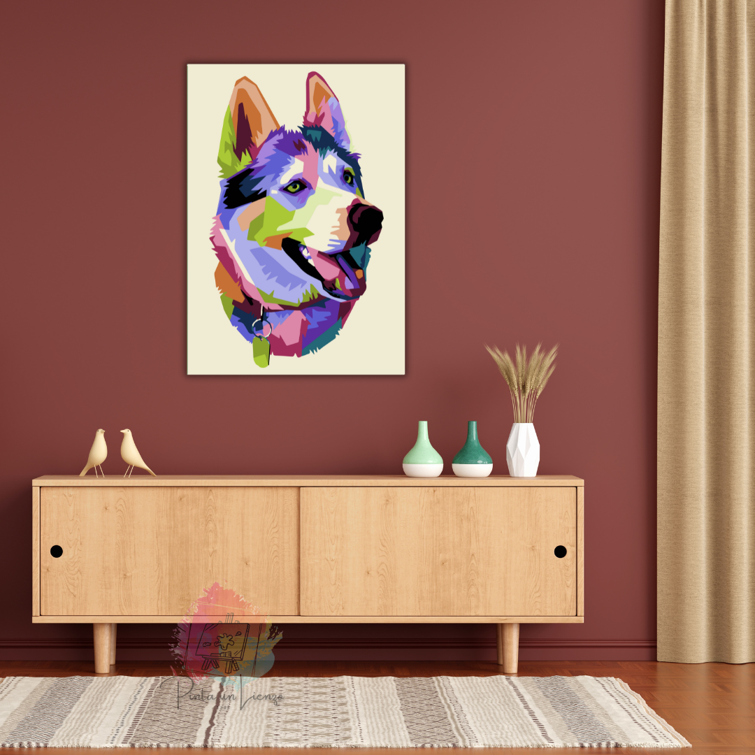 Kit pinta por números - Diseño Perro Husky