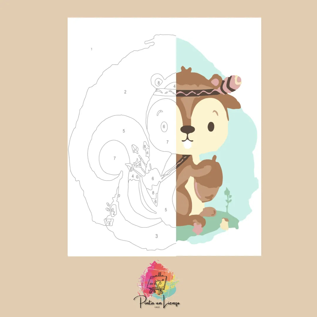 Kit de Lienzo para pintar por números - Decorativo Ardilla