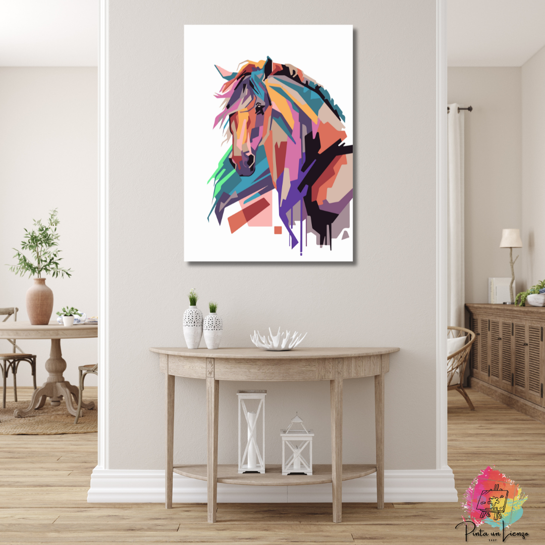 Kit para Pintar por Números - Diseño Caballo de Colores