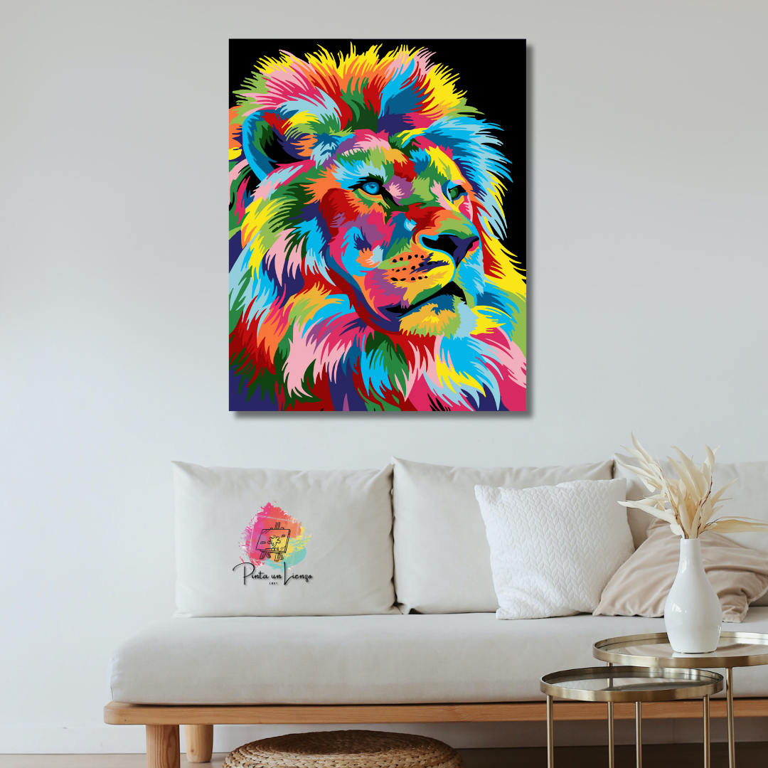 Kit pinta por números - León Pop Art Cuadro