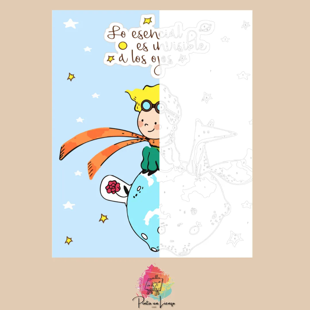 Kit para pintar por números - El Principito, Zorro y la Flor