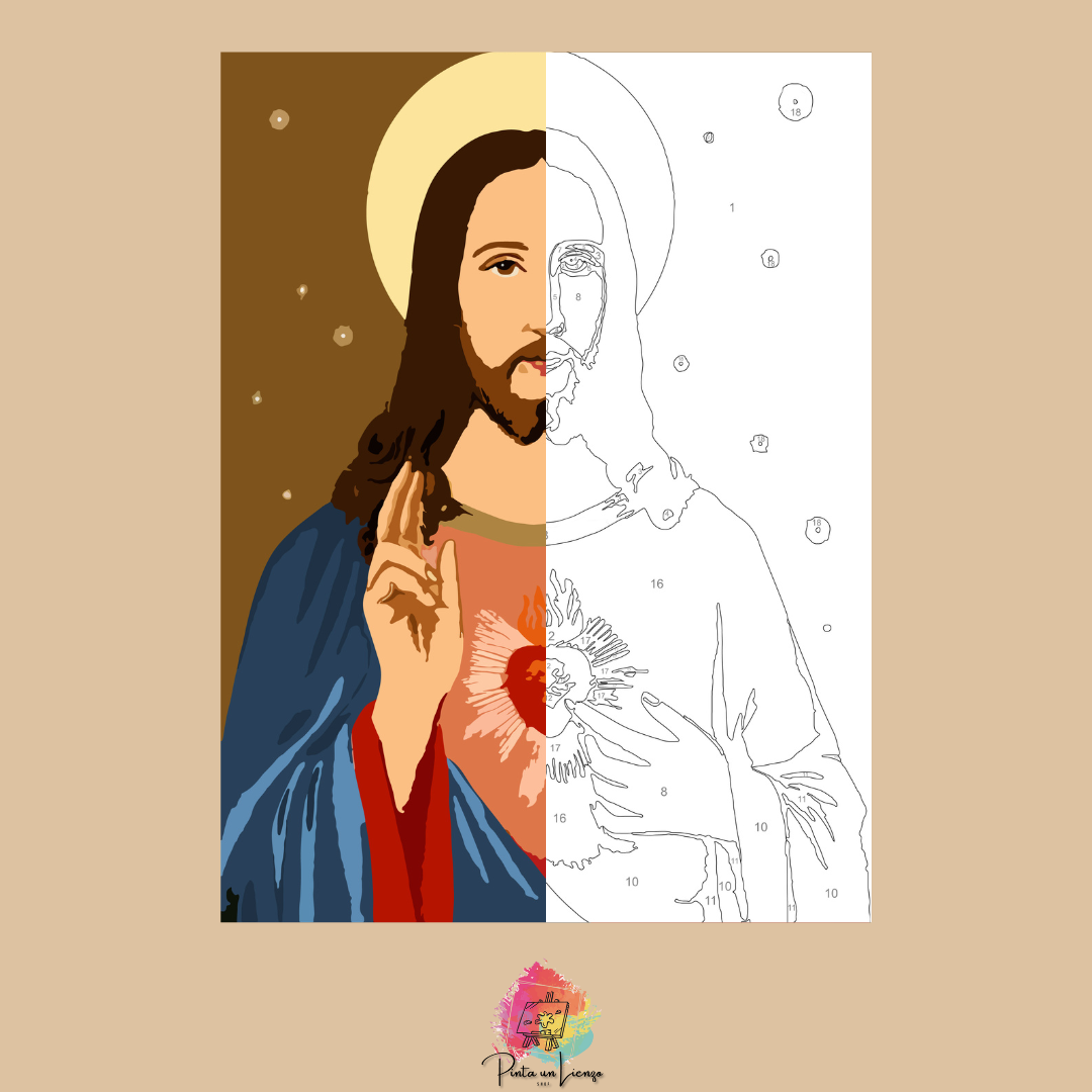 Kit pinta por números - Sagrado Corazón de Jesús