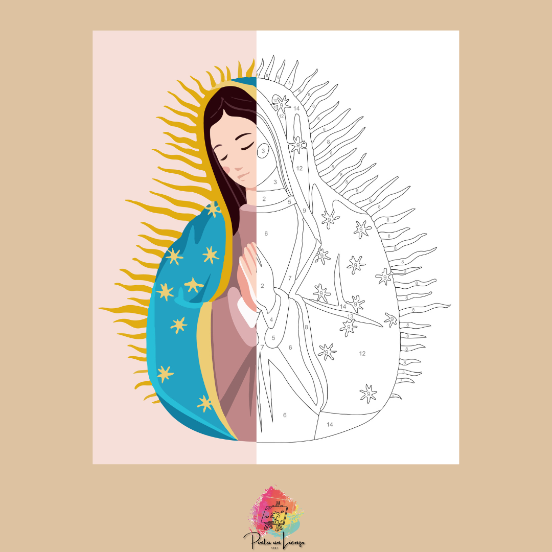 Kit pinta por números - Virgen de Guadalupe Animada