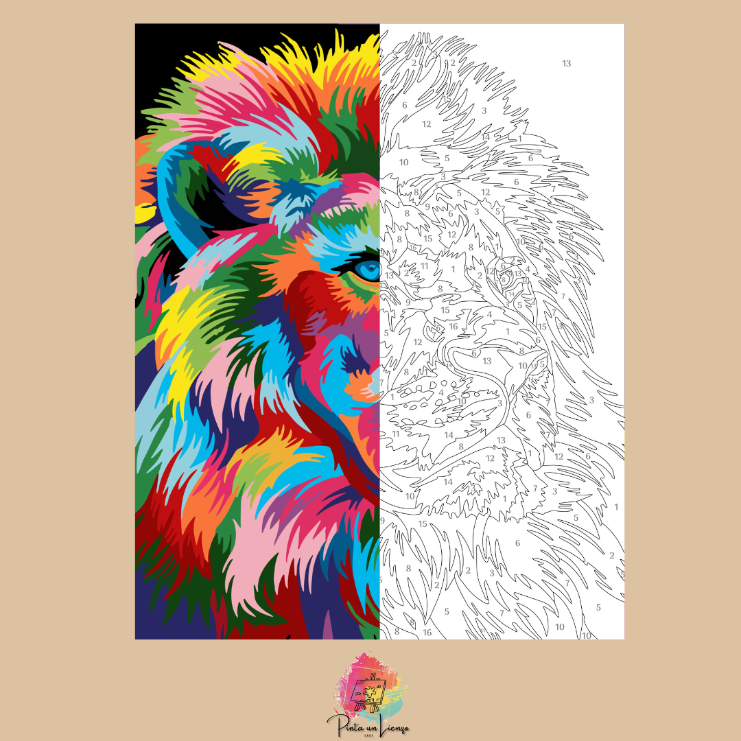 Kit pinta por números - León Pop Art Cuadro
