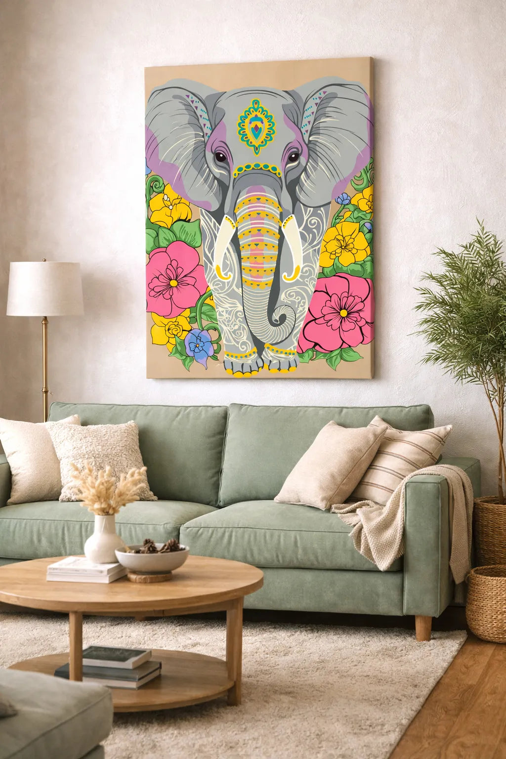 Kit para pintar por números - Elefante flores