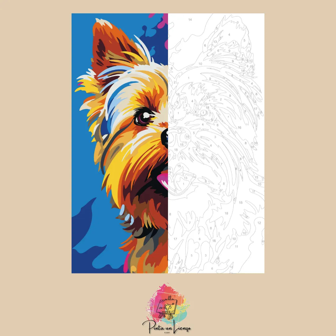 Kit de Lienzo para pintar por números - Perro Yorkshire Terrier - Yorkie - Yorky