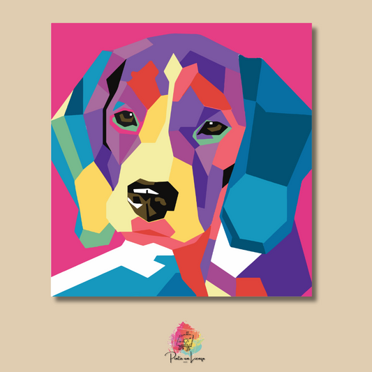 Kit pinta por números - Diseño Perro Beagle