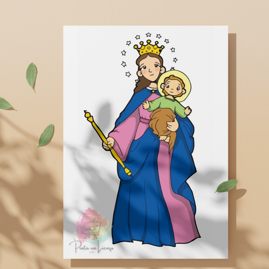 Kit pinta por números - Virgen María Auxiliadora