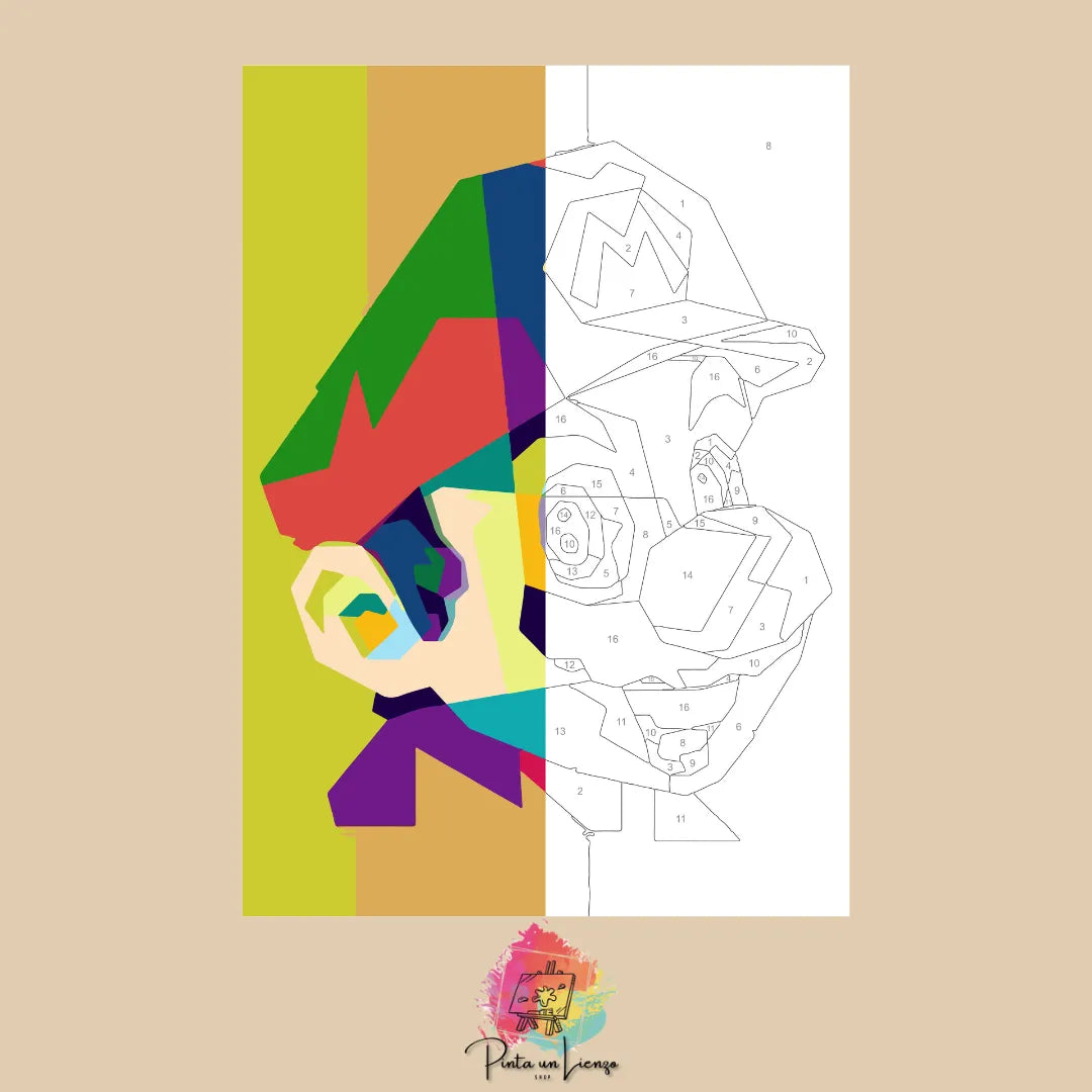 Kit de Lienzo para pintar por números - Mario Bros Rostro