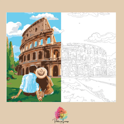 Kit para pintar por números - Pareja Coliseo de Roma