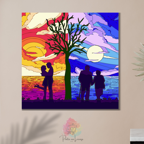 Kit para pintar por números - Pareja una vida juntos