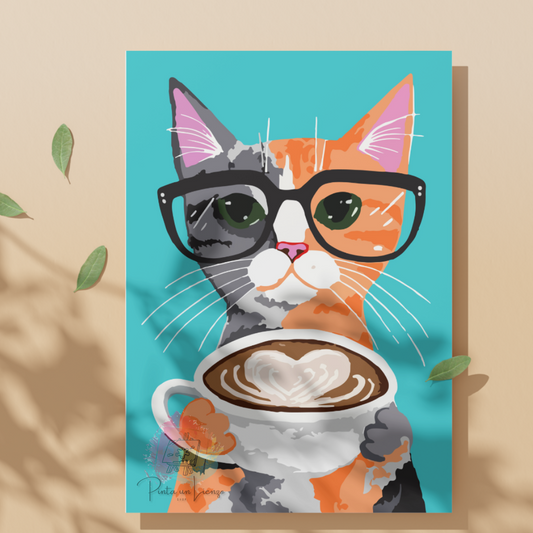 Kit pinta por números - Gato tasa y gafas