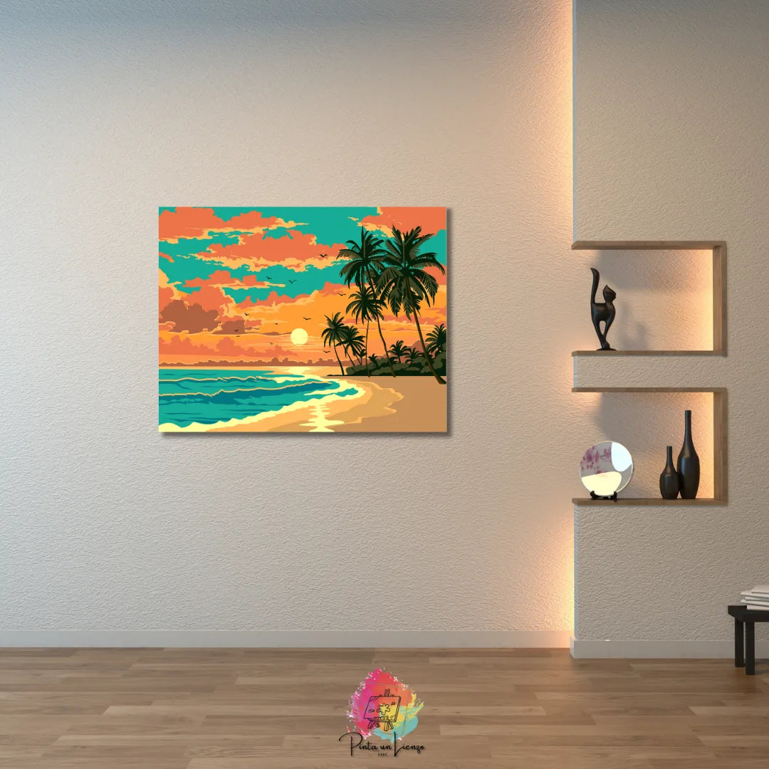 Kit para pintar por números - Atardecer playero