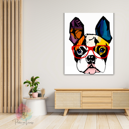 Kit para pintar por números - Perro Bulldog con gafas