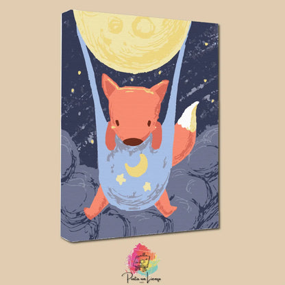 Kit de Lienzo para pintar por números - Zorrito luna
