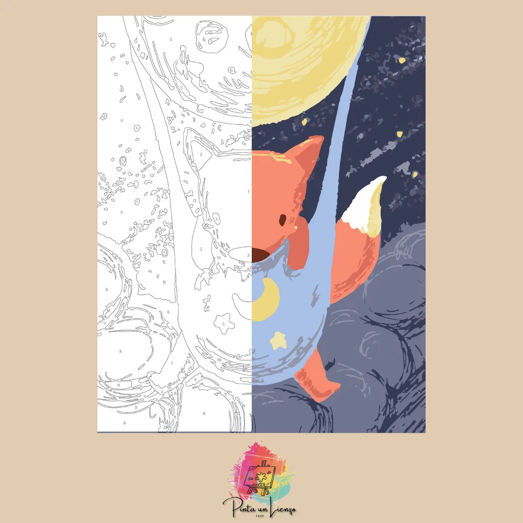 Kit de Lienzo para pintar por números - Zorrito luna