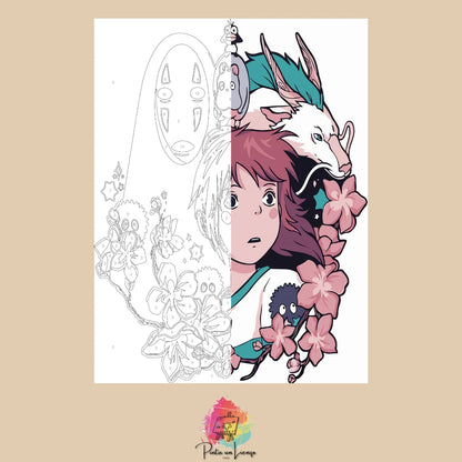 Kit para pintar por números - Viaje de chihiro