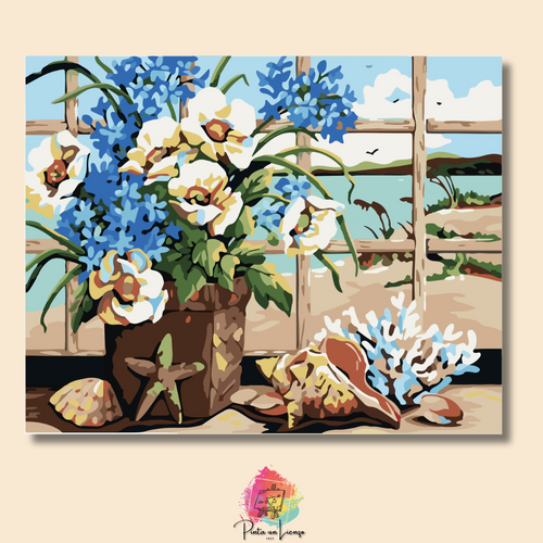 Kit pinta por números - Flores playeras