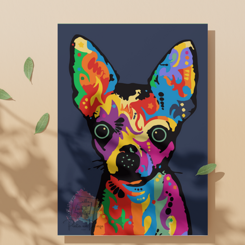 Kit pinta por números - Perro Pincher colorido