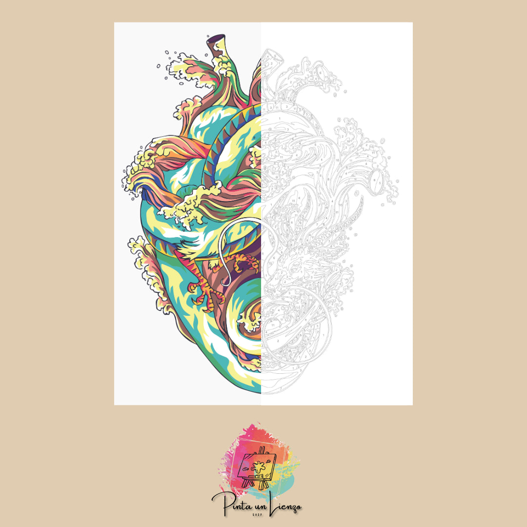 Kit para pintar por números - Dragón y corazón