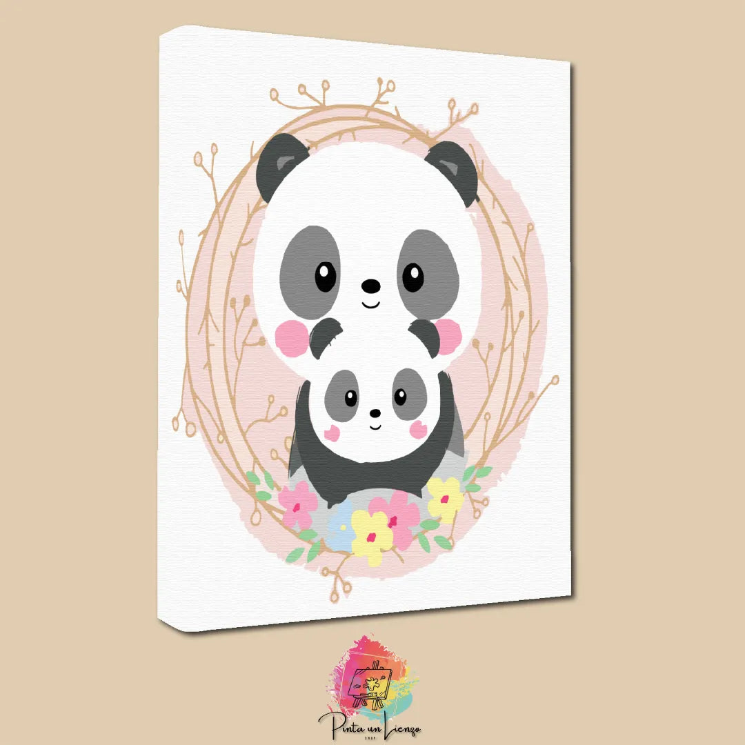 Kit de Lienzo para pintar por números - Ositos Panda