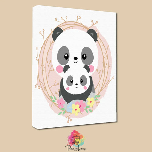 Kit de Lienzo para pintar por números - Ositos Panda