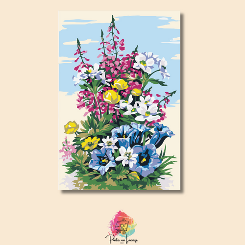 Kit pinta por números - Flores coloridas