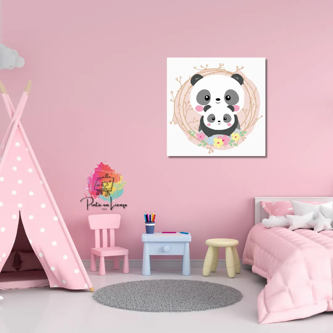 Kit de Lienzo para pintar por números - Ositos Panda