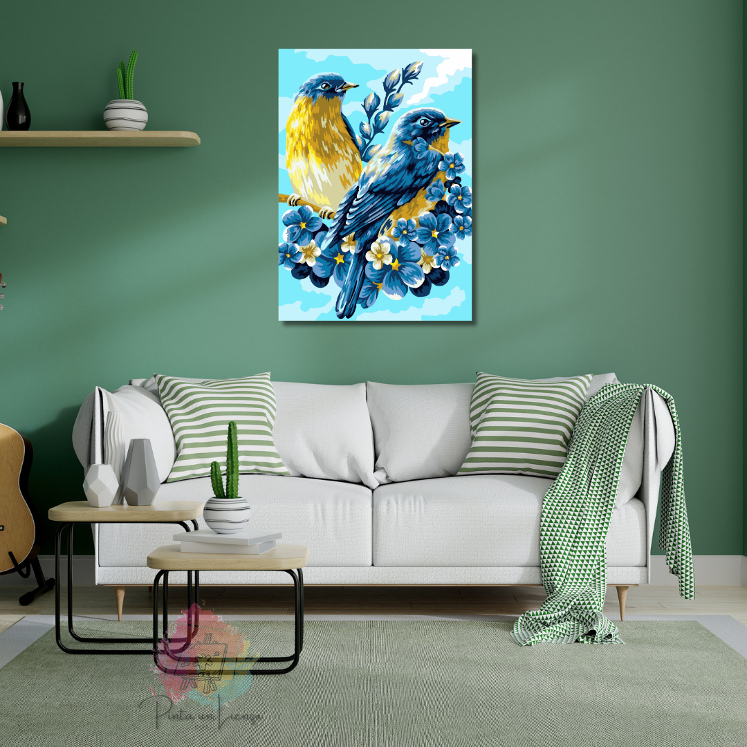 TISHIRON Pintura de pájaros por números para adultos, principiantes, acuarela, pájaro en la rama, kit de pintura por números, kit de pintura al óleo de flores y hojas, lienzo, decoración de pared TISHIRON Pintura de pájaros por números para adultos, principiantes, acuarela, pájaro en la rama, kit de pintura por números, kit de pintura al óleo de flores y hojas, lienzo, decoración de pared